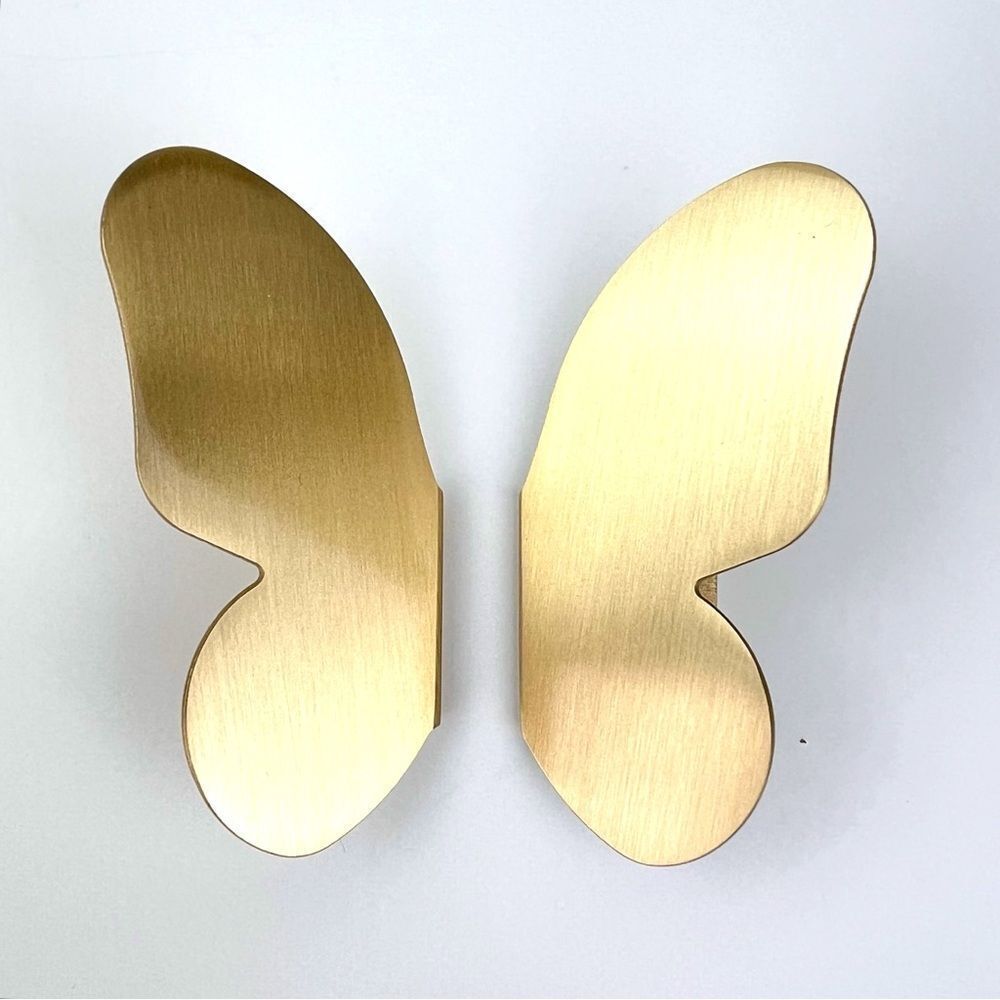 Butterfly Brass Cabinet Knob Modern Dresser Drawer Pull - Picture 3 of 8